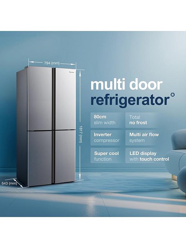 Fridgemaster MQ79394ES 80cm Cross Door, American Fridge Freezer - Silver - Image 6